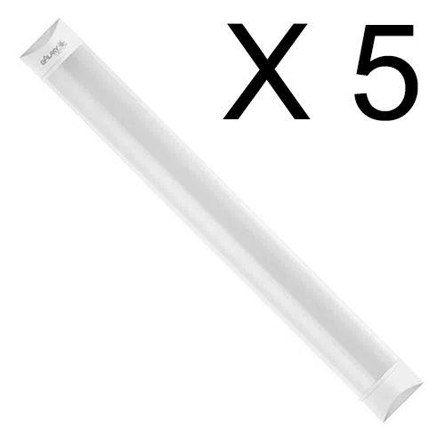 Imagem de Kit 5 luminaria tubular led 18w 60cm 4000k branco neutro sobrepor biv galaxy