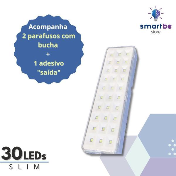 Kit 5 Luminárias de Emergência 30 LEDs Slim 110v/220v - Segurimax Imagem de Kit 5 Luminárias de Emergência 30 LEDs Slim 110v/220v