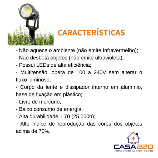 Kit 5 Luminárias Led Espeto para Jardim 5W Luz Verde Bivolt Galaxy LED Imagem de Kit 5 Luminárias Led Espeto para Jardim 5W Luz Verde Bivolt Galaxy LED