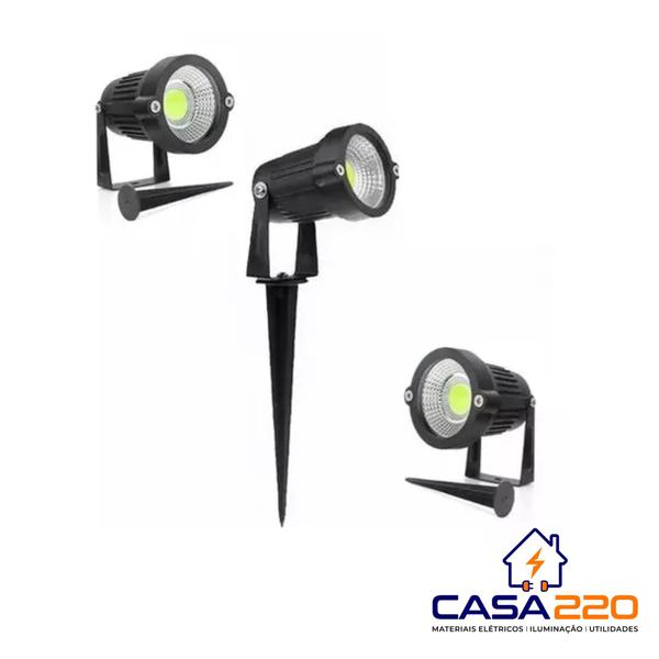 Imagem de Kit 5 Luminárias Led Espeto para Jardim 5W Luz Verde Bivolt Galaxy LED