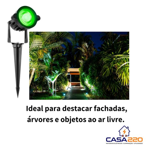 Imagem de Kit 5 Luminárias Led Espeto para Jardim 5W Luz Verde Bivolt Galaxy LED