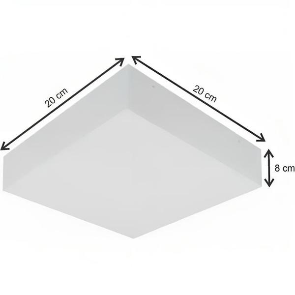 Imagem de Kit 5 Luminárias Plafon De Sobrepor Quadrado Acrílico 20x20