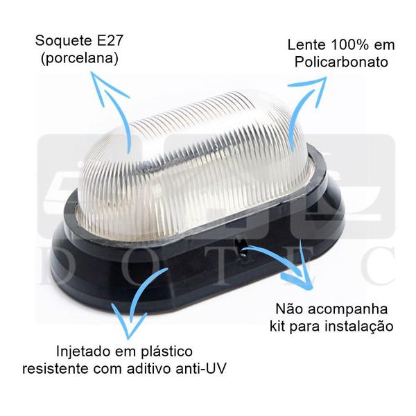 Imagem de Kit 5 luminarias tartaruga arandela preto externa sem grade