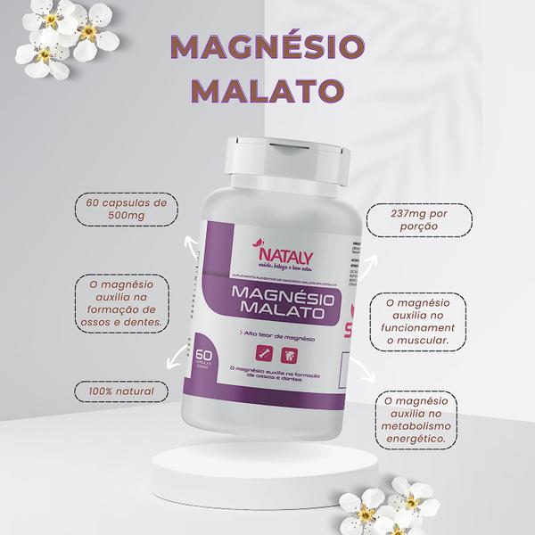 Imagem de Kit 5 Magnésio Malato Premium 60 Cápsulas de 500mg Nataly