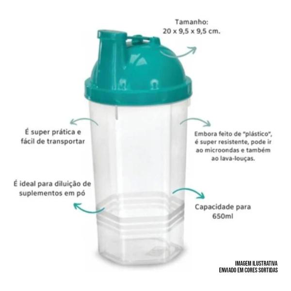 Imagem de Kit 5 Marmitas 1L Fitness Desmontável e 1 Shakeira 650ml