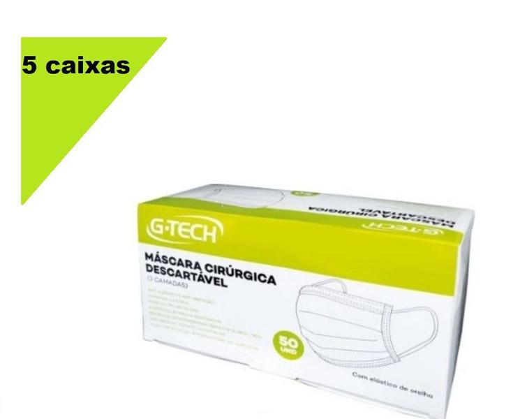 Imagem de kit 5 Mascara Cirurgica G-TECH 50 unidades por caixa