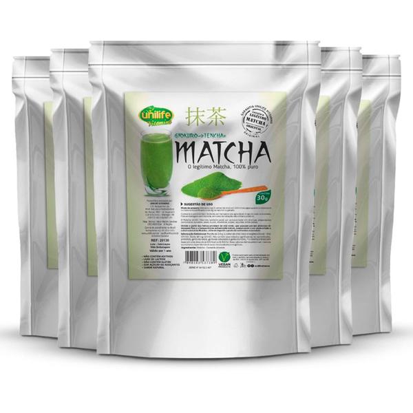 Imagem de Kit 5 Matcha Puro Vegano Unilife 30g Solúvel