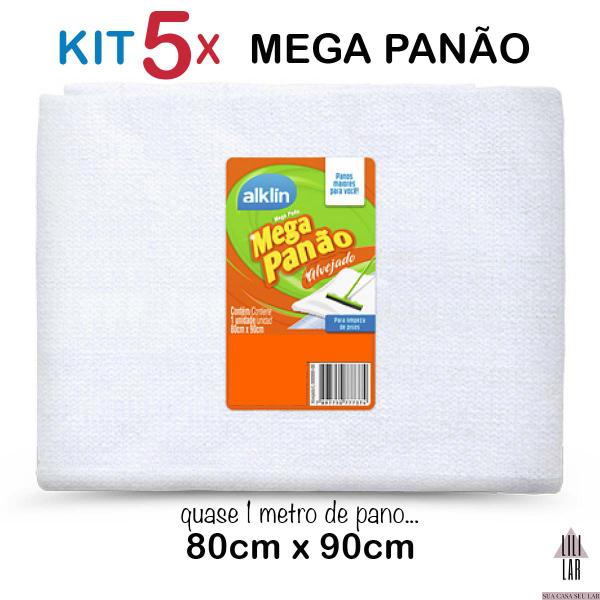 Imagem de Kit 5 Mega Panão Esfregão Alvejado Pano de Chão Absorvente 80x90cm