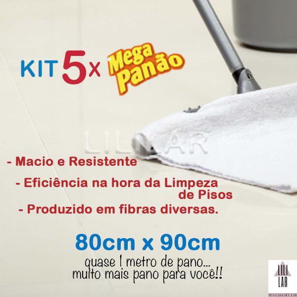 Imagem de Kit 5 Mega Panão Esfregão Alvejado Pano de Chão Absorvente 80x90cm