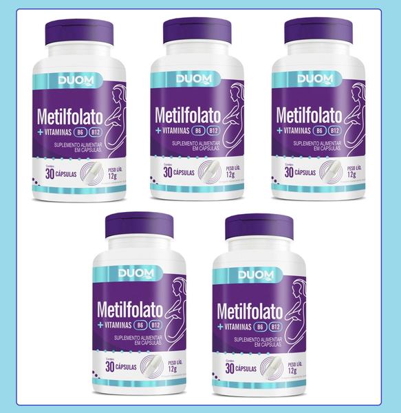 Imagem de Kit 5 Metilfolato + Vitaminas B12 E B6 Com 30Caps - Duom