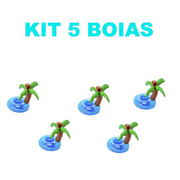 Imagem de Kit 5 Mini Boias Porta Copo e Latas Coqueiro