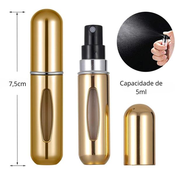 Imagem de Kit 5 Mini Frasco Spray Porta Perfume 5ml Para Viagem Mala Bolsa