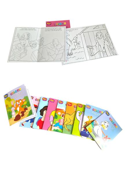 Imagem de Kit 5 mini Livros Infantis de colorir tema variado Historias