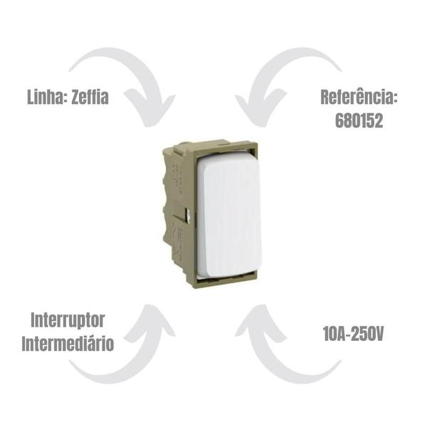 Imagem de Kit 5 Mod Interruptor Intermediário Branco ZeffiaPial 680152