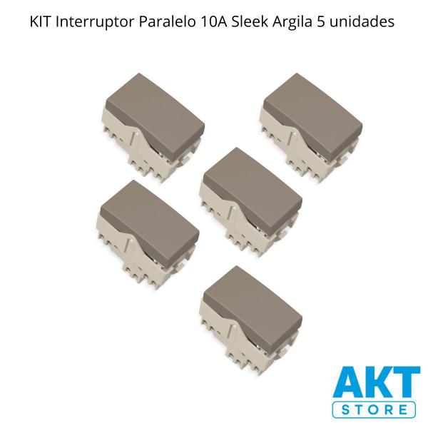 Imagem de Kit 5 Módulos Interruptor Paralelo cor Argila Sleek MarGirius