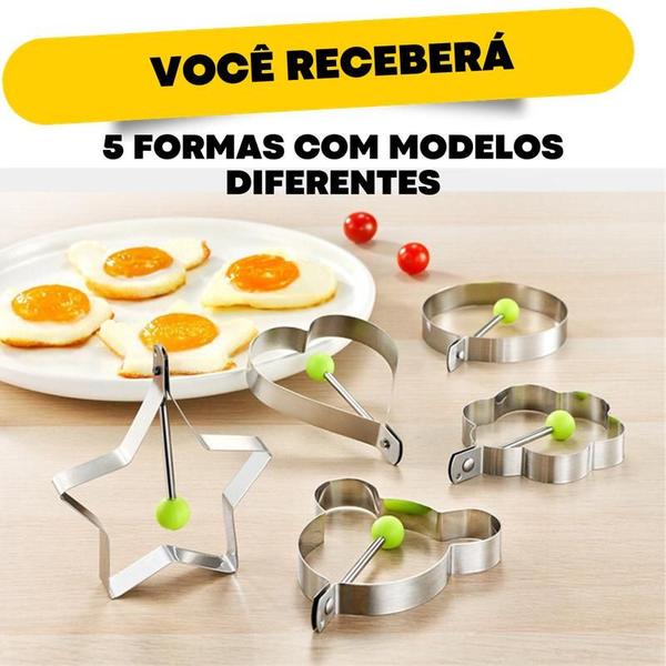 Imagem de Kit 5 Molde Forma Omeleteira Panqueca Ovo Frito Aço Inox