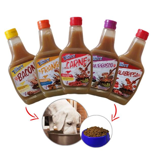 Imagem de Kit 5 Molho Para Ração Cães Pet Ipet Tasty Dog - 250g