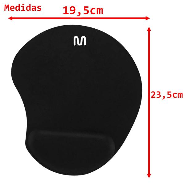 Imagem de Kit 5 Mouse Pad Multilaser Grande Ergonômico Apoio Punho em Gel AC024 23cm x 19cm