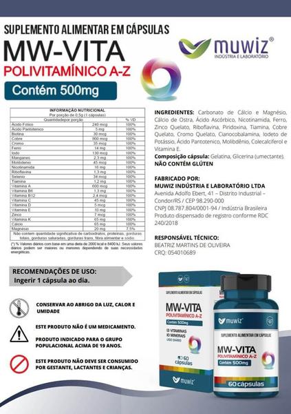 Imagem de KIT 5 MW VITA - POLIVITAMÍNICO A-Z 30 Cáps 500mg MUWIZ