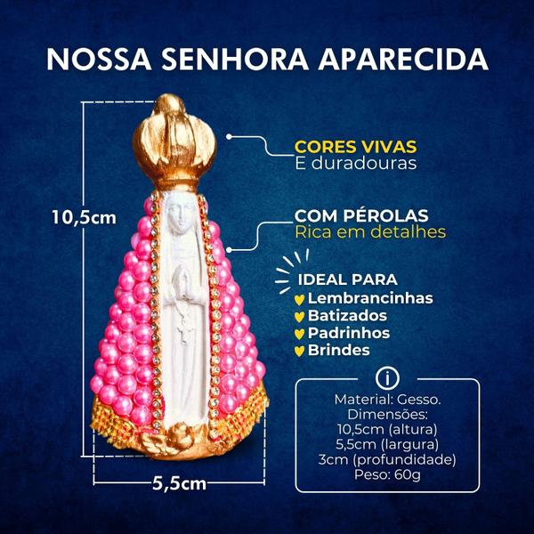 Imagem de Kit 5 Nossa Senhora Aparecida Delicada Pérola 10cm Lembrança