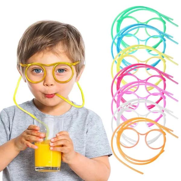 Imagem de Kit 5 Óculos Canudo Maluco Chaves Divertido Festa Aniversário Colorido Sortido Criativo
