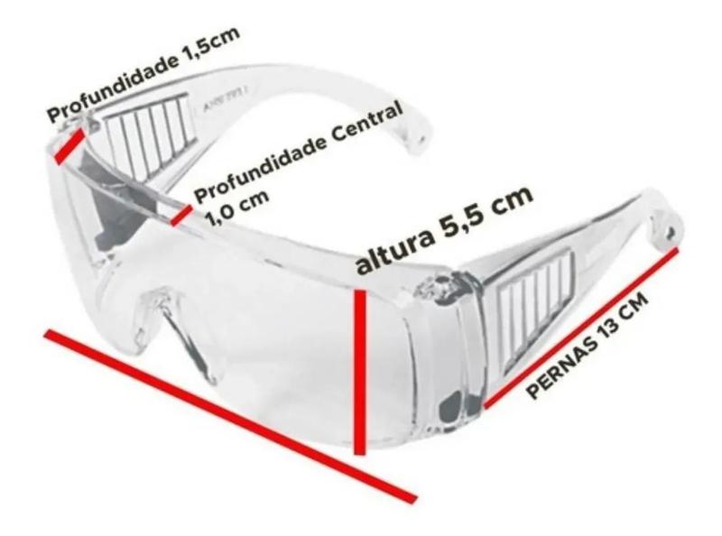 Imagem de Kit 5 Oculos Epi Segurança Proteçao Uv Ca Sobrepor Incolor