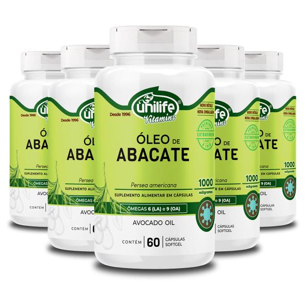 Kit 5 Óleo de Abacate Unilife 60 Cápsulas Imagem de Kit 5 Óleo de Abacate Unilife 60 Cápsulas