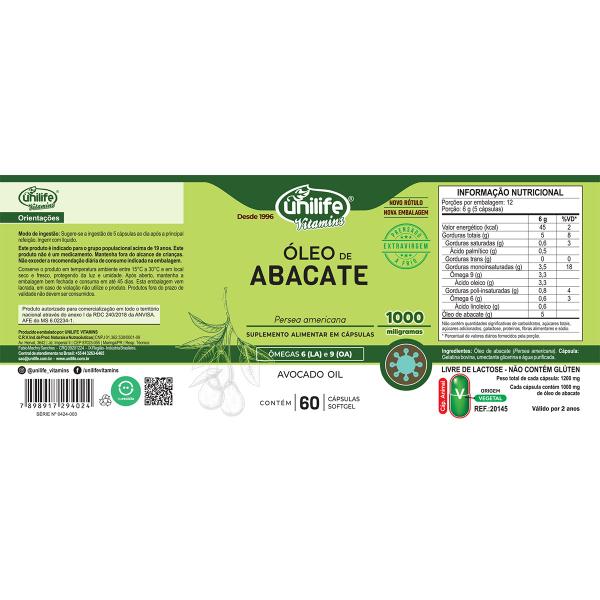 Kit 5 Óleo de Abacate Unilife 60 Cápsulas Imagem de Kit 5 Óleo de Abacate Unilife 60 Cápsulas