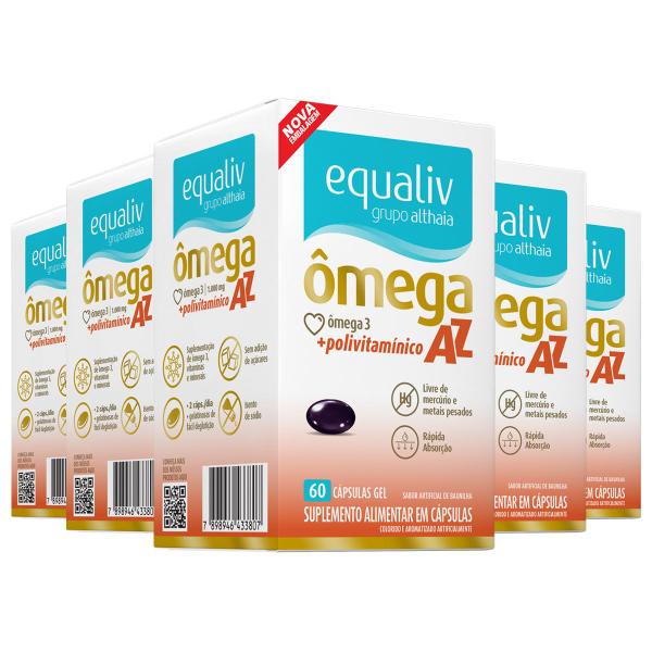 Imagem de Kit 5 Ômega 3 Nutri A-Z Multivitamínico Equaliv 60 cápsulas