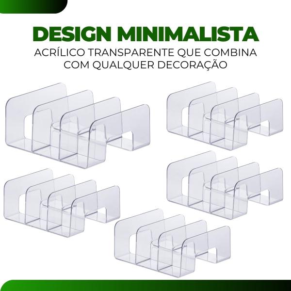 Kit 5 Organizador Acrilico Escritório Estante Sala Multiuso Livros Bolsa Clutch Carteira Paramount Imagem de Kit 5 Organizador Acrilico Escritório Estante Sala Multiuso Livros Bolsa Clutch Carteira Paramount