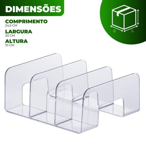 Kit 5 Organizador Acrilico Escritório Estante Sala Multiuso Livros Bolsa Clutch Carteira Paramount Imagem de Kit 5 Organizador Acrilico Escritório Estante Sala Multiuso Livros Bolsa Clutch Carteira Paramount