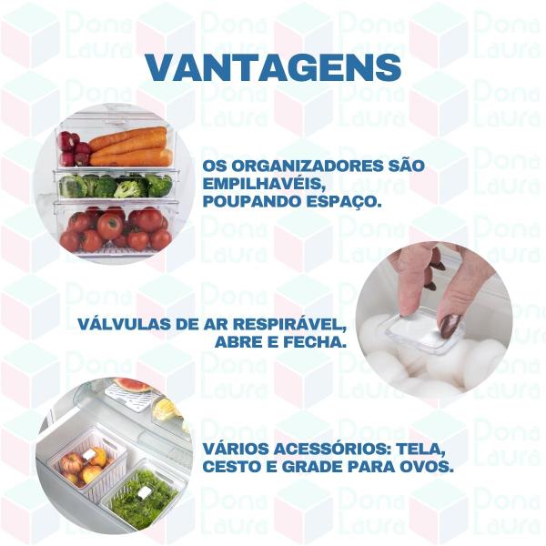 Imagem de Kit 5 Organizadores Com Cesta E Tampa Guardar Verduras Frutas