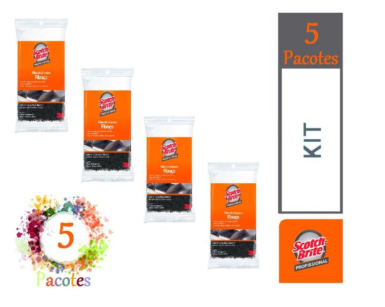 Kit 5 Pacotes Bucha de Fibra C/25un Limpeza Profunda Élficas - Scotch Brite Imagem de Kit 5 Pacotes Bucha de Fibra C/25un Limpeza Profunda Élficas