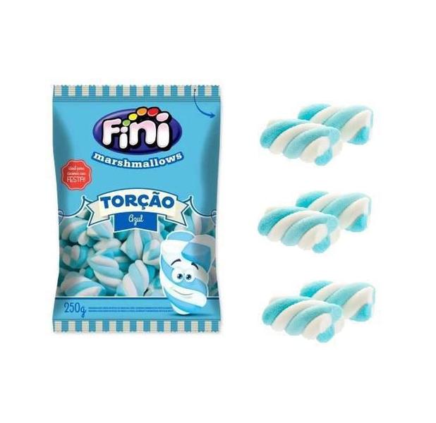 Imagem de Kit 5 Pacotes De Fini Marshmallow Torção Azul E Branco 250G