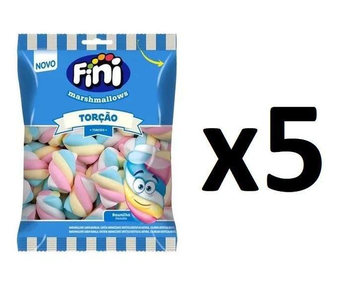 Imagem de Kit 5 Pacotes de Marshmallow Torção Colorido Fini 250g cada