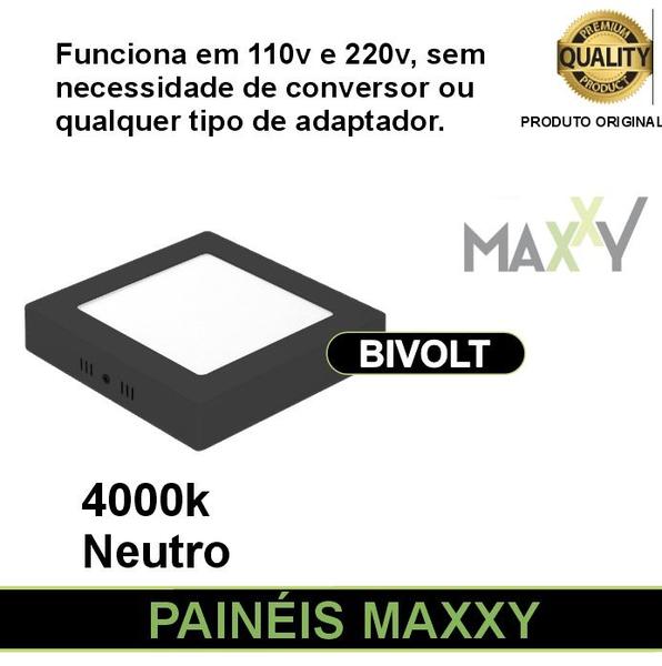 Imagem de Kit  5 Painéis Plafon Led Sobrepor Quadrado Preto 12w Neutro 4000k