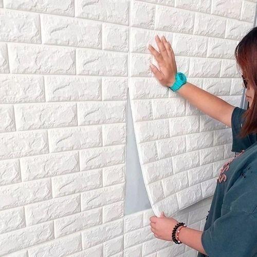 Imagem de Kit 5 Painel Autoadesivo 3d Tijolinho Branco Decorar Parede