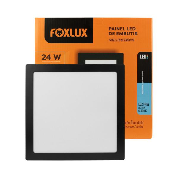 Imagem de Kit 5 Painel de LED 24W 6500k Quadrado Embutir Bivolt Foxlux