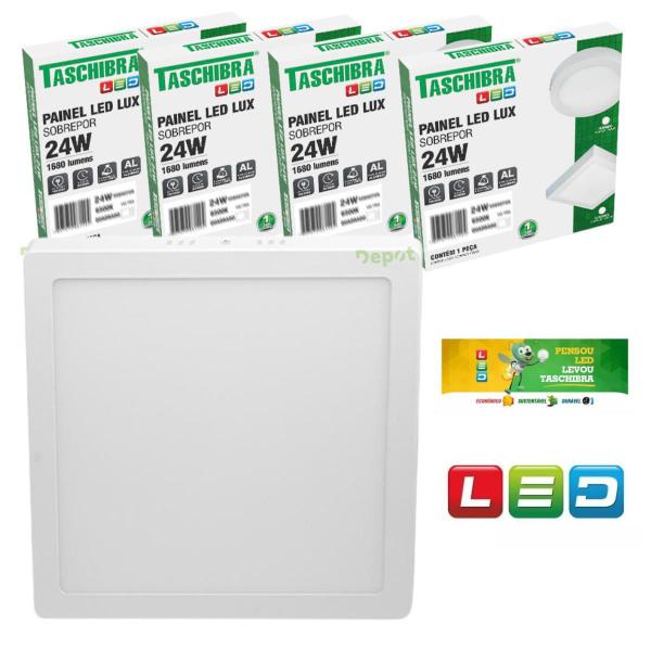 Imagem de Kit 5 Painel De Led 24w Sobrepor Quadrado Luminária Teto Sala Quarto Bivolt Taschibra