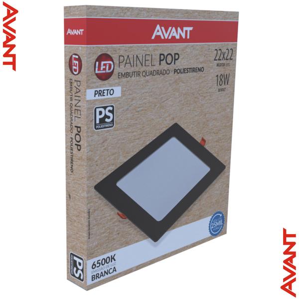 Imagem de Kit 5 Painel de Led Pop Embutir Quadrado Bivolt 22x22 18w 1080 Lumens Branco Avant