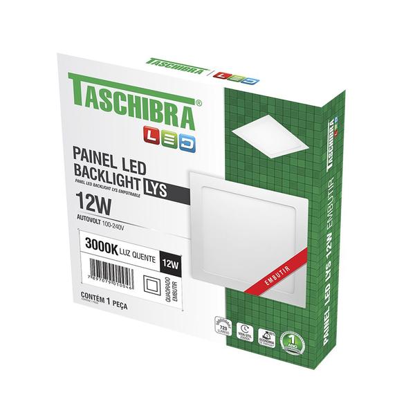 Imagem de Kit 5 Painel LED 12W LYS Quadrado Embutir - Taschibra