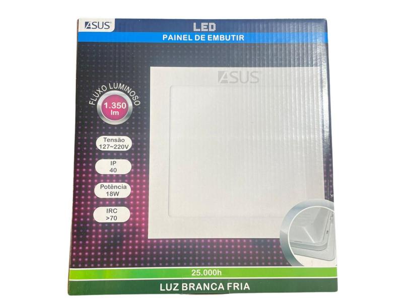 Imagem de Kit 5 Painel Led Quadrado Embutir 18W Asus 6500k Branco Frio