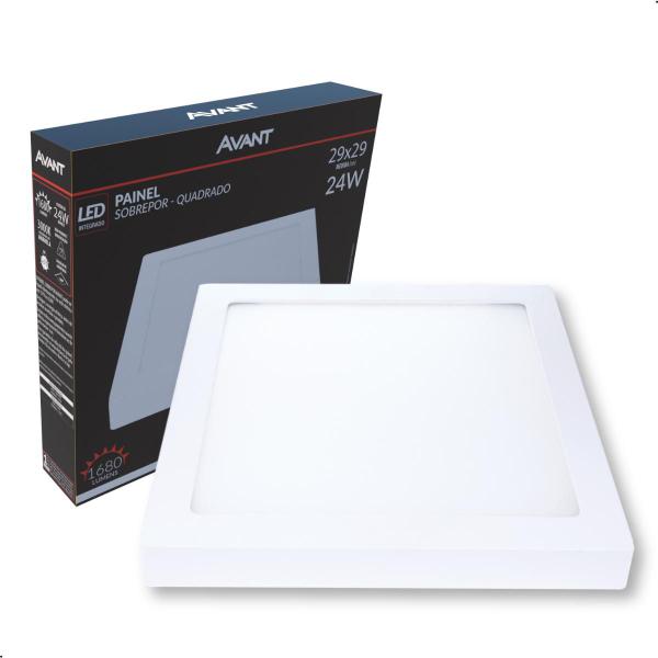 Imagem de Kit 5 Painel Plafon Led 24w Sobrepor Quadrad Branco Frio