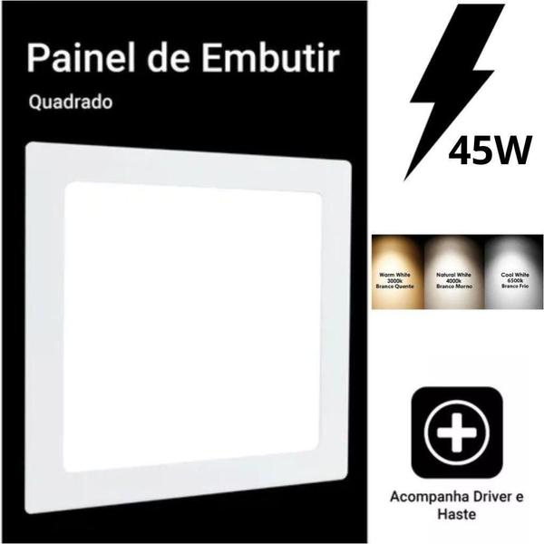 Imagem de Kit 5 Painel Plafon Led Embutir 45W 60X60 Quadrado 6500K