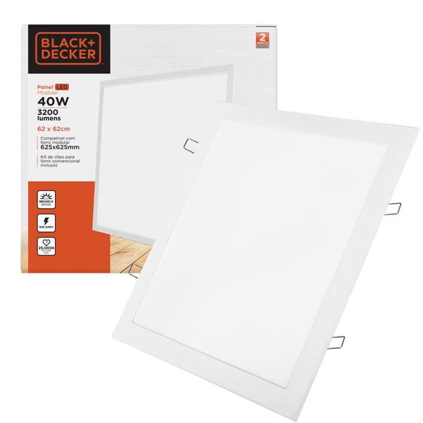 Imagem de Kit 5 Painel Plafon Quadrado Embutir 62x62cm 40w Branco Frio 6500k