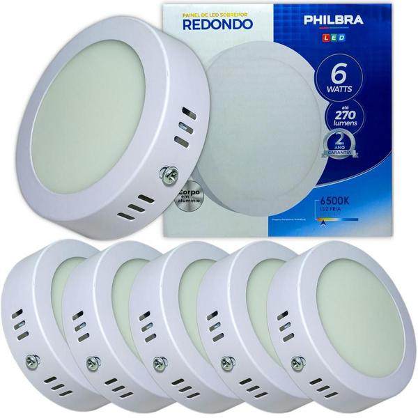 Imagem de Kit 5 Painel Sobrepor Luminária Led 6W Redondo Alumínio