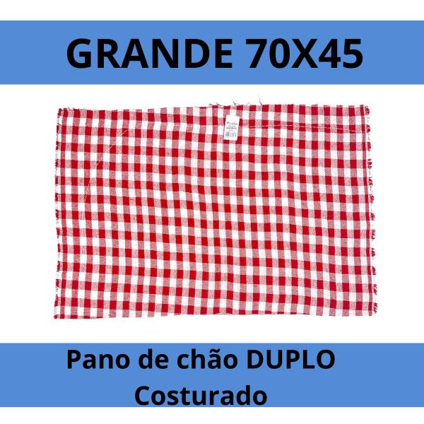 Imagem de Kit 5 Pano De Chão Xadrez Vermelho Grosso 96Gr - Tam 70X45