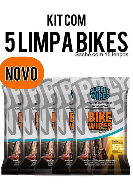 Imagem de Kit 5 Pano Toalhas Umedecidas Limpa Bike Limpeza Geral Bikewipes