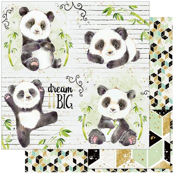 Imagem de Kit 5 Papel Scrapbook Dupla Face Panda, Bambu Sd-1076 30,5x30,5cm Litoarte