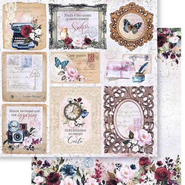 Imagem de Kit 5 Papel Scrapbook Dupla Face Quadros Vintage Sd-1254 30,5x30,5cm Litoarte